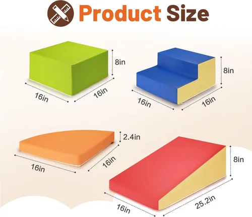 Miniatura 7 de TODIBY Juguetes de Escalada de Cuero PU Suave de 6 Piezas para Niños Pequeños, Bloques de Escalada de Espuma para Bebés para Niños Pequeños