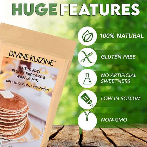 Miniatura 3 de DivineKuizine - Mezcla esponjosa para panqueques y waffles Mezcla sin gluten Mezcla sin gluten Mezcla para panqueques solo añadir leche