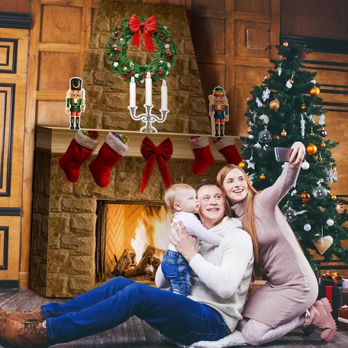 Miniatura 6 de Fullhawl Chimenea de cartón para Navidad, accesorio de chimenea de cartón grande 3D, centro de mesa falso con chimenea sintética para decoración