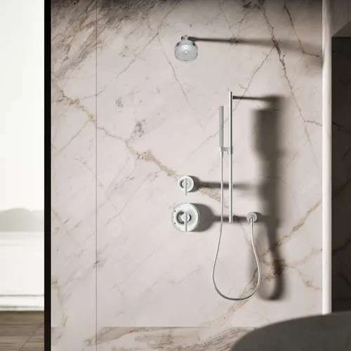 Miniatura 9 de KOHLER 21336-G-CP - Ducha de mano cuadrada de dos funciones, cabezal de ducha de mano con 2 ajustes de pulverización, 1.75 GPM, cromo pulido