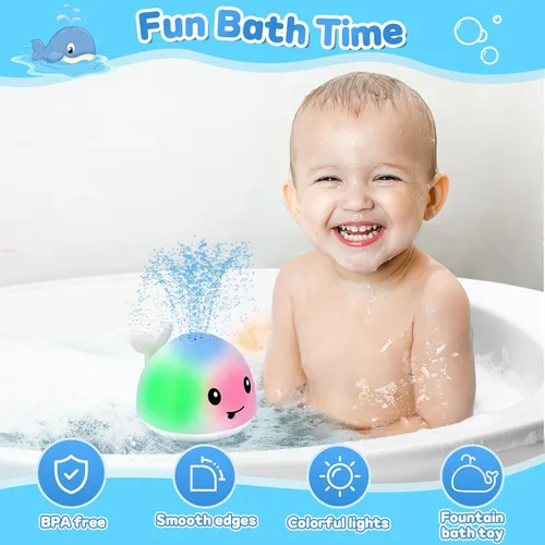 Miniatura 4 de Juguetes de baño para bebés de 1 a 3 años, juguetes de agua de piscina para bebés de 1, 2, 3 años, juguete de baño de ballena, juguete de baño