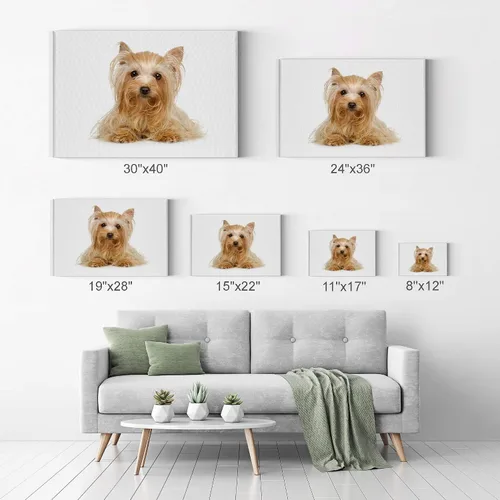 Miniatura 7 de Diseño de arte de la sonrisa Retrato de lindo Yorkie Yorkshire Terrier perro animal lienzo de pared impresión arte del dueño de mascotas amante