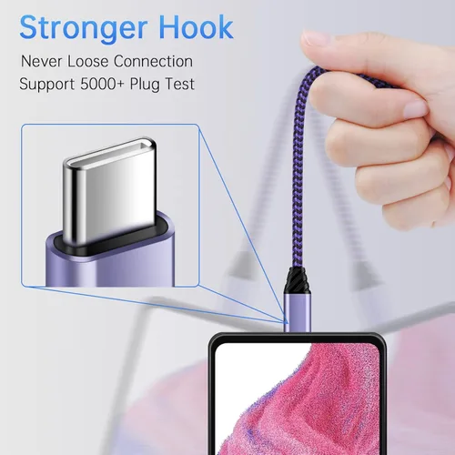Miniatura 4 de Cable USB C tipo C para Android Auto, cable de transferencia de datos USB de carga rápida para Samsung Galaxy S25