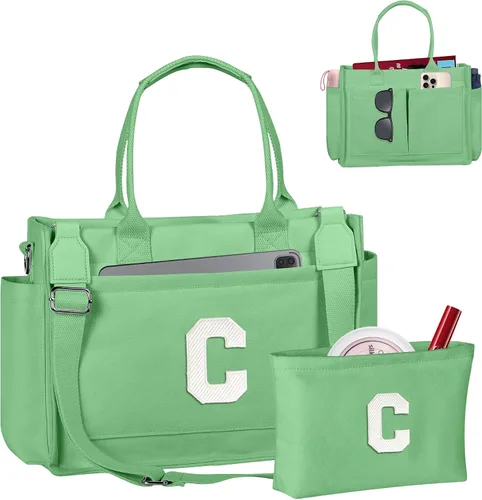 Miniatura 80 de Easter Basket Stuffers, Initial Tote Bag with Makeup Bag, Birthday Gifts for Women, Teen Girl Gifts Trendy Stuff