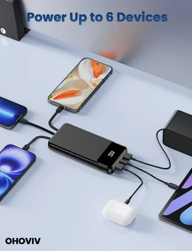 Miniatura 8 de Cargador portátil, banco de energía de 50000 mAh con cables incorporados, paquete de batería de carga rápida de 22.5W, cargador de teléfono portátil