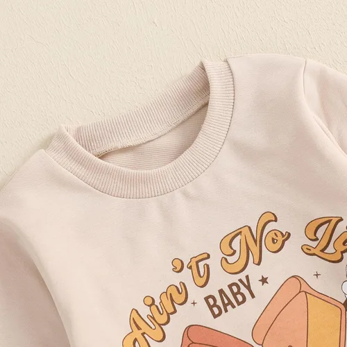 Miniatura 113 de Adobabirl Conjunto de sudadera y pantalones de Halloween para bebé, sudadera y pantalones con parche de calabaza para Halloween, otoño, ropa de bebé
