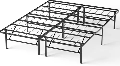 Miniatura 9 de Base de cama plegable de tamaño matrimonial, plataforma de metal con almacenamiento debajo de la cama de 14 pulgadas, resistente, sin ruido, fácil