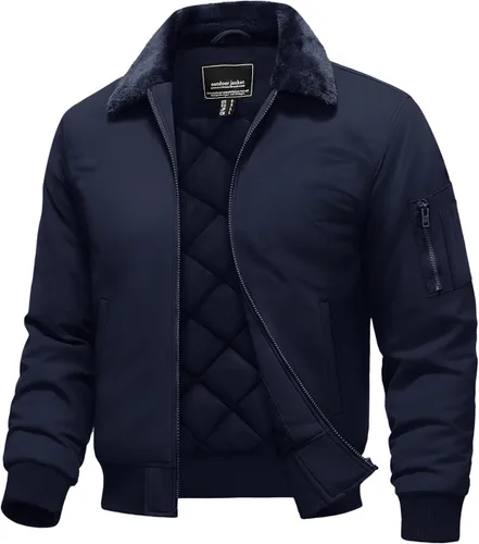 Miniatura 8 de TACVASEN Chaqueta bomber para hombre, chaqueta acolchada de invierno, repelente al agua, resistente al viento, chaqueta acolchada gruesa y cálida