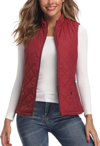 Miniatura 2 de LONGKING Chaleco de mujer, cuello alto, ligero, con cremallera, acolchado para mujer