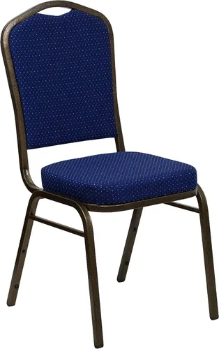 Miniatura 28 de Flash Furniture HERCULES Series - Silla apilable para banquetes con respaldo de corona en tela negra con estampado, marco de vena plateada Tela