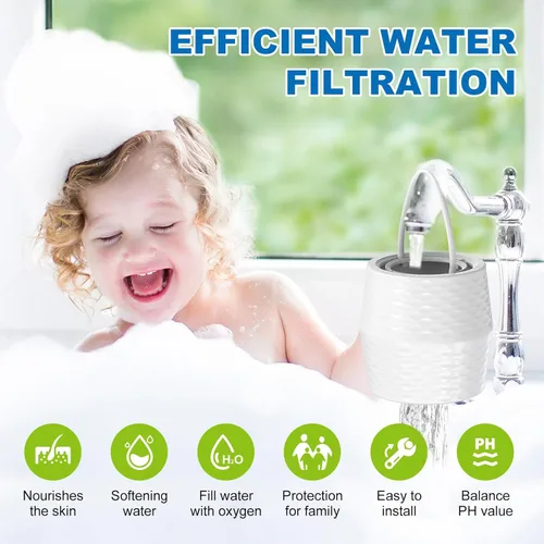 Miniatura 7 de Filtro de baño para bañera – Filtro de agua de baño KDF-55 para grifo de bañera, elimina la mayoría de cloro, plomo, fluoruro y metales pesados