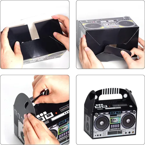 Miniatura 4 de 12 cajas de recuerdo de los años 80 y 90 novedades Boombox Prop Radio, decoración de centros de mesa para decoración retro de los años 80, recuerdos