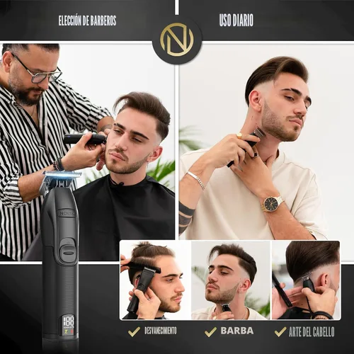 Miniatura 3 de NOVAH Grooming Recortadora de pelo profesional para hombres, recortadora de peluquería inalámbrica en T para barberos