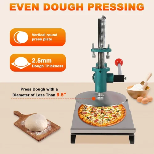 Miniatura 4 de Máquina Prensadora de Masa para Pizza, Máquina Prensadora Manual de Repostería de 9.5 Pulgadas Doméstica Fabricadora de Masa para Pizza de Acero