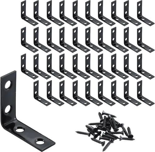Miniatura 12 de Paquete de 40 soportes de esquina en L, soportes pequeños de metal en L para madera, soportes de acero de 1.5 pulgadas en ángulo recto para estantes