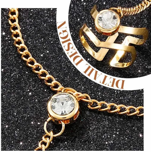 Miniatura 6 de ACEDRE Pulseras de cristal bohemias, arnés de mano de oro, anillos de dedo, accesorios de mano para mujer, Metal