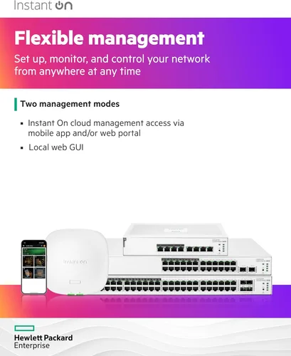 Miniatura 4 de Switch HPE Networking Instant On Serie 1830 de 8 puertos Gb Smart-Managed Layer 2 Ethernet con PoE 8X 1G 4X CL4 PoE (65 W) Sin ventilador