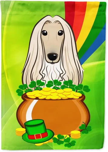 Caroline's Treasures BB1988GF - Bandera decorativa para el jardín del día de San Patricio, diseño de perro afgano para patio, jardín, jardín,