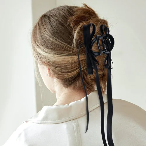 Miniatura 3 de Zkptops 4 pinzas para el cabello para mujeres y niñas, abrazaderas de satén para mujeres y niñas, bonitos pasadores de mandíbula antideslizantes