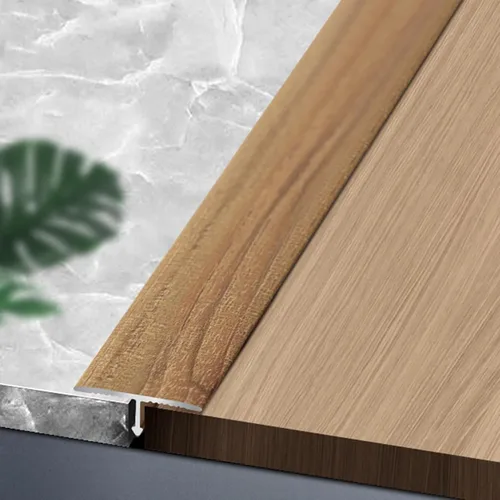 Miniatura 25 de Tiras de transición de moldeo en T de grano de madera, tiras de cubierta de umbral de aleación de aluminio, decoración de borde de alfombra a LVT