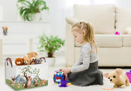 Miniatura 5 de Cesta para niños, cestas de animales, bonitos contenedores de almacenamiento rectangulares de juguetes, organizador de libros, decoración