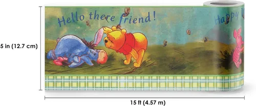 Miniatura 2 de CONCORD WALLCOVERINGS ™ Papel pintado autoadhesivo despegar y pegar, borde de Pooh Bear para habitación de juegos, habitación de bebé, verde azul