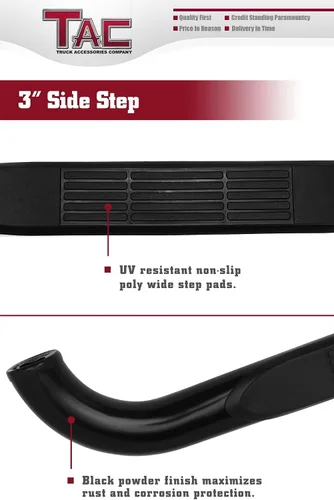 Miniatura 5 de Estribos laterales TAC de tubo de 3" oval de acero inoxidable con peldaños negros para camionetas DODGE RAM 1500/2500/3500 Doble cabina, 2015-2017