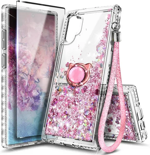 Miniatura 48 de NGB Diseñada para funda Samsung Galaxy Note 10+ (Plus), Rosa/Aguamarina Funda con Purpurina Líquida Brillante Linda para Mujeres Niñas Niños