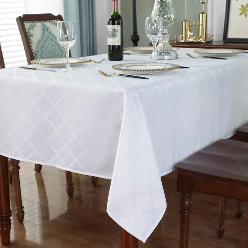 Miniatura 3 de Mantel Sastybale antiarrugas y resistente a las manchas, de tela, rectangular, para mesa de comedor o decoración de fiesta, cubierta de trapo