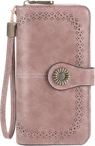 SENDEFN Cartera de cuero para mujer, con bloqueo RFID, tarjetero para tarjetas de crédito, cartera de mano para mujer