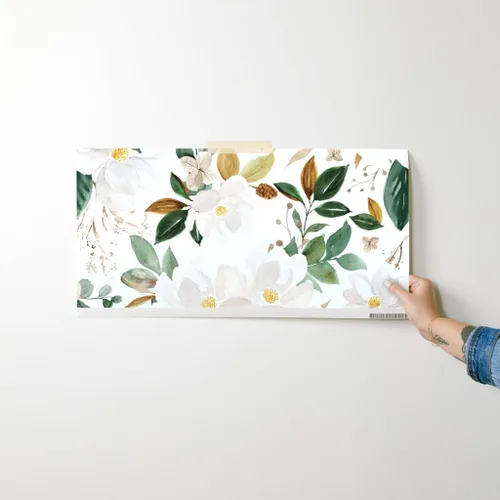 Miniatura 7 de Spoonflower Papel tapiz para despegar y pegar - Papel pintado extraíble personalizado con flores de magnolias florales doradas