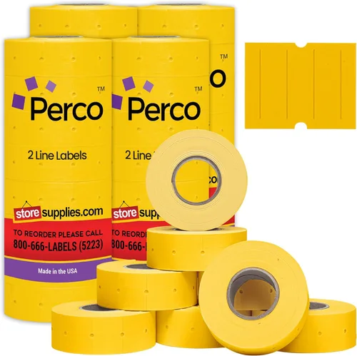 Miniatura 20 de Perco Etiquetas azules de 2 líneas, 6,000 etiquetas de precio en blanco y fecha para pistolas Perco de 2 líneas de precio y fecha, 8 rollos, 1