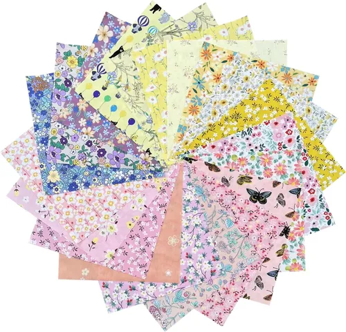 Miniatura 5 de HANPATQUI 50 unidades de 5 x 5 pulgadas, 100% algodón grueso de tela para coser y acolchar, paquetes de tela precortada cuadrada para manualidades