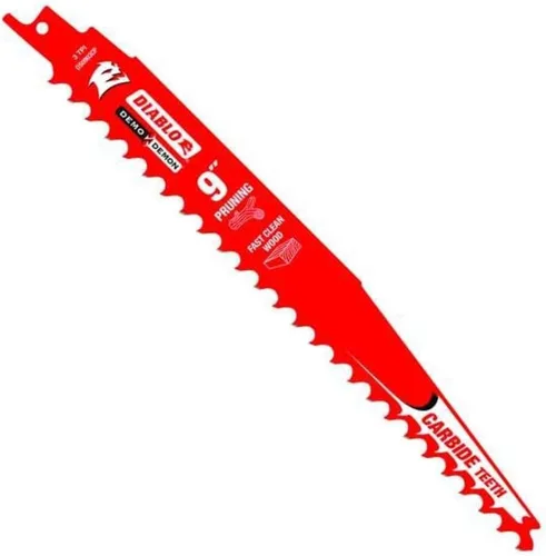 Miniatura 4 de Diablo Demo DS0903CP3 - Hojas de sierra recíproca con punta de carburo Demon para podar y limpiar madera, diseño de dientes de carburo, 9 pulgadas