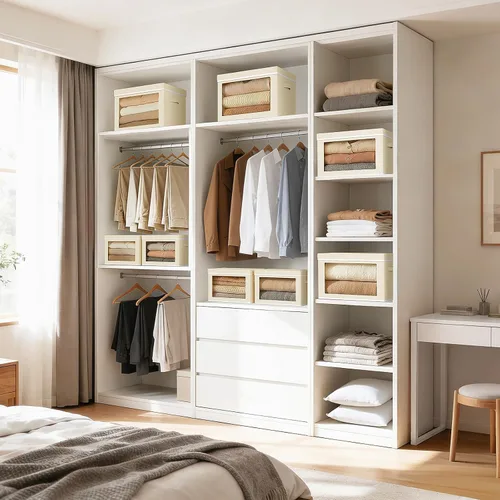Miniatura 5 de Homsorout Contenedores de almacenamiento con tapas, organizadores pequeños de tela con ventana, contenedores de almacenamiento plegables para ropa