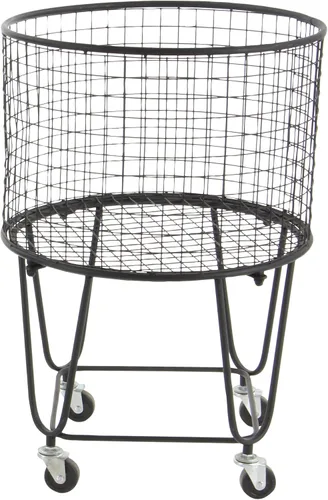 Miniatura 4 de CosmoLiving by Cosmopolitan Carrito de Almacenamiento de Metal de Conjunto Profundo con Canasta de Lavandería de Malla Rodante, 18" x 18" x 24