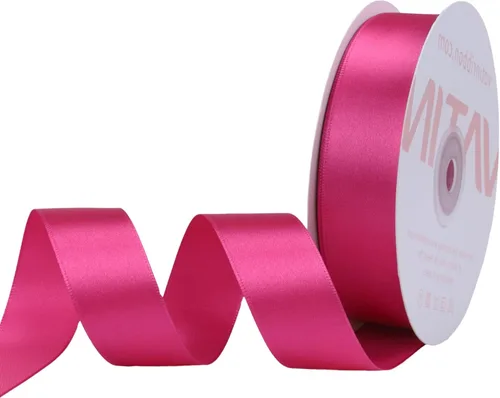 Miniatura 19 de VATIN Cinta de satén sólido rosa intenso de 1-1/2 pulgadas, cinta de tela artesanal de 50 yardas para envolver regalos, arreglos florales, Rosa Hot