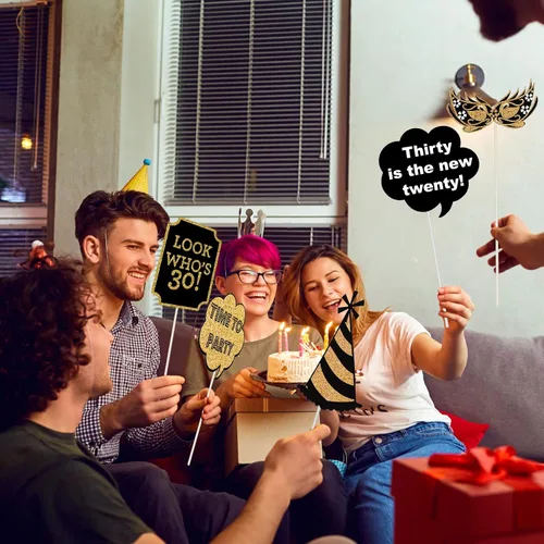 Miniatura 7 de Accesorios para cabina de fotos de cumpleaños número 30 para adultos (41 unidades) para ella, fiesta de cumpleaños de treinta y 30 años