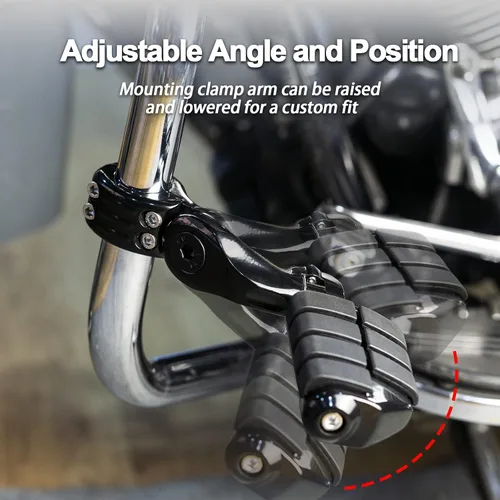 Miniatura 3 de Estriberas de autopista con reposapiés corto en ángulo para Touring Street Glide Road Glide Road King Electra Glide con protector de motor de 1.25