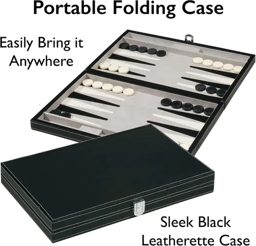 Miniatura 6 de Mainstreet Classics by GLD Products Juego de mesa Backgammon de 15 pulgadas, negro/blanco