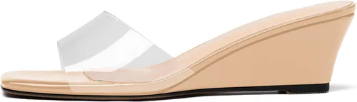 Miniatura 2 de WAYDERNS Sandalias de tacón bajo con cuña de PVC para mujer, con puntera cuadrada, de 2.0 in