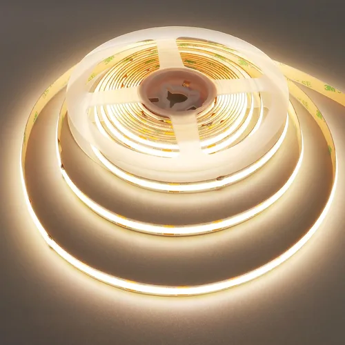 Miniatura 10 de YUNBO Tira de luz LED COB de 12 V 3000 K blanco cálido 16.4 pies de alta densidad 480LED/M CRI>90 Uniforme sin puntos autoadhesivo cortable flexible