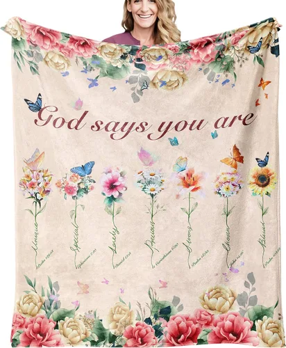 Regalos de cumpleaños para mujeres, regalos cristianos para mujeres de fe, manta de 50 x 60 pulgadas