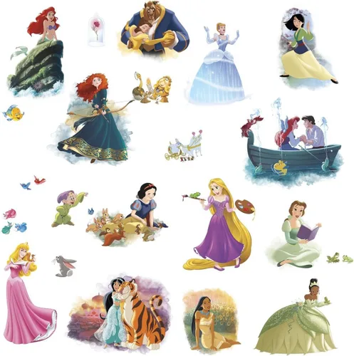 Calcomanías de pared despegables y adhesivas Disney Princess Dream Big de RoomMates, RMK3278SCS