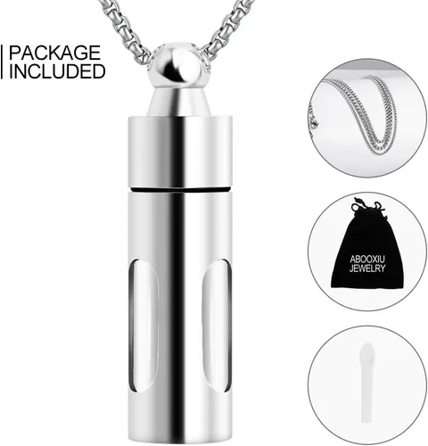Miniatura 6 de abooxiu Contenedores de vidrio Urna Collares para cenizas Acero inoxidable Cremación Joyería Colgante Memorial Recuerdo - Personalizar disponible