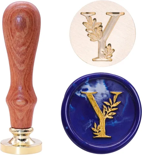 Miniatura 31 de SWANGSA Kit de Sello de Cera con Inicial del Alfabeto H, Sello de Sellado de Letras con Hojas Botánicas Elegantes Vintage con Perlas de Cera
