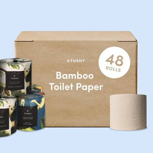 TUSHY Papel higiénico de bambú de alta calidad: 3 capas, 300 hojas por rollo, paquete de 48