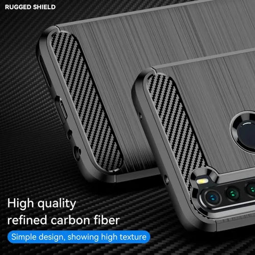 Miniatura 2 de Funda de teléfono para Redmi Note 8 M1908C3JH M1908C3JGG Funda de fibra de carbono a prueba de golpes Escudo resistente antiarañazos TPU suave Negro