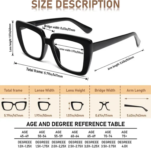 Miniatura 4 de REAVEE Paquete de 3 elegantes lentes de lectura para mujer, con bloqueo de luz azul, marco de gran tamaño con bisagra de resorte, lente transparente