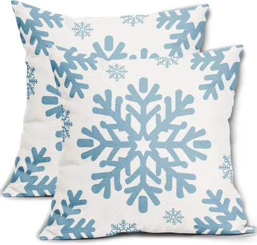 Miniatura 31 de Fundas de almohada decorativas de Navidad negras 40x40 cm con copos de nieve blancos de Navidad, juego de 2, temática rústica de invierno
